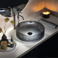 Раковина Ceramalux GL10 стекло белый-графит