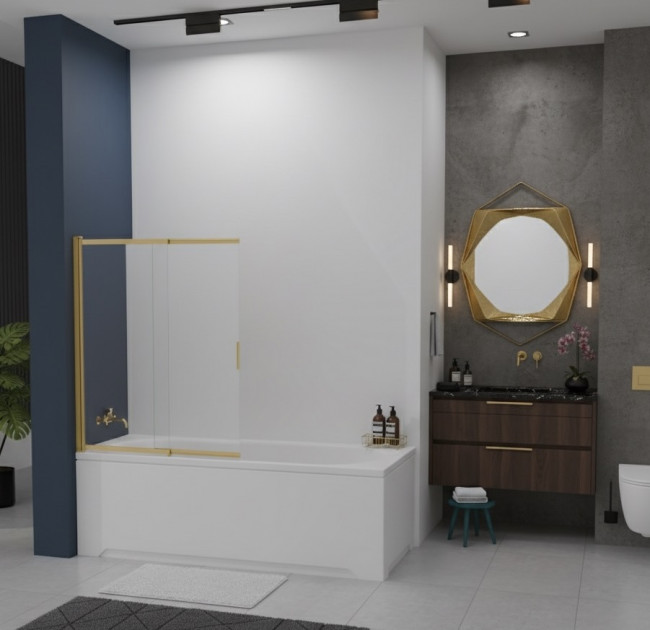 Шторка на ванну CL601MG  100/140 матовое золото   