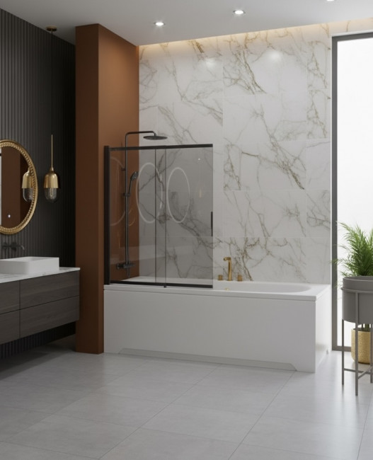 Шторка на ванну CL601QG  100/140 оружейная сталь 