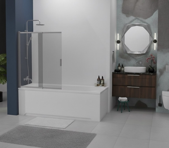 Шторка на ванну CL601  100/140 хром