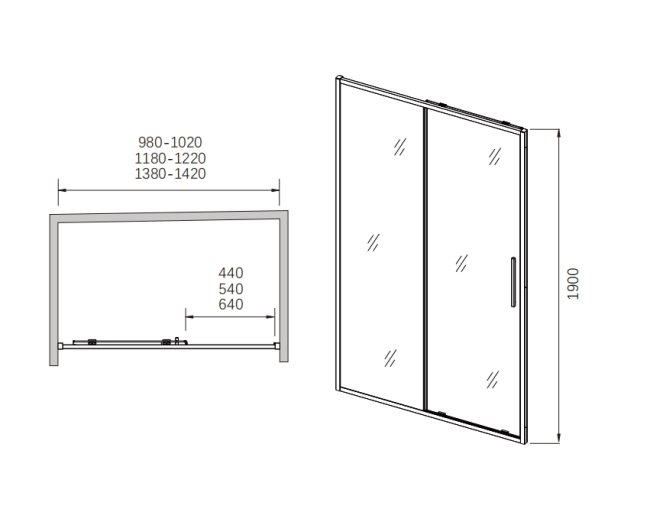 Душевая дверь раздвижная CL307В-110 черный матовый 