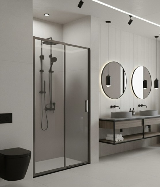 Душевая дверь раздвижная CL307QG-100 оружейная сталь