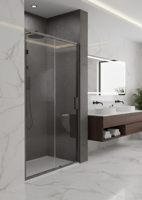 Душевая дверь раздвижная CL307QG-110 оружейная сталь 