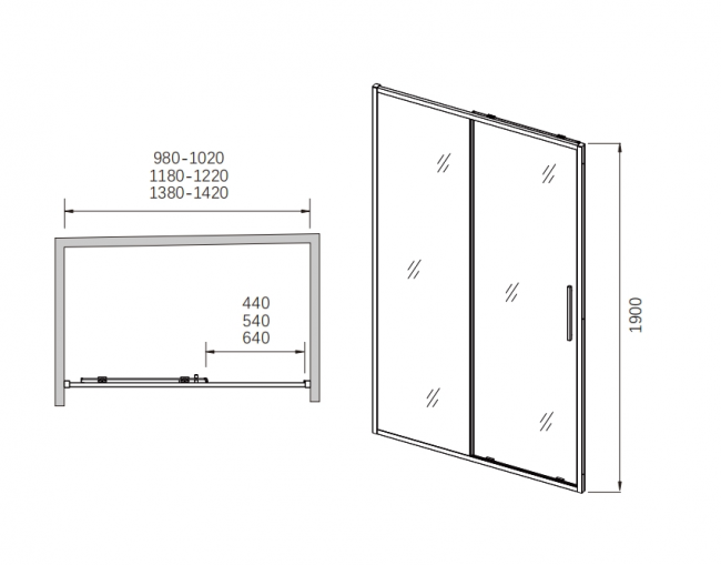 Душевая дверь раздвижная CL907-140 Душевая дверь раздвижная CL907-140