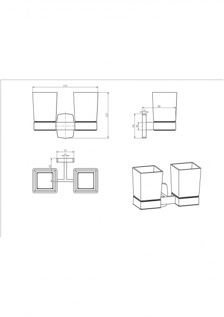 Стакан Двойной Подвесной 12603