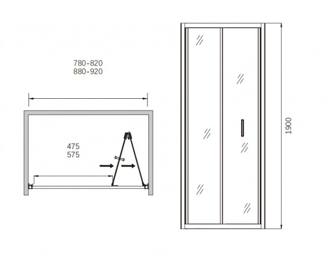 Душевая дверь сдвижная CL935B-90 Душевая дверь сдвижная CL935B-90