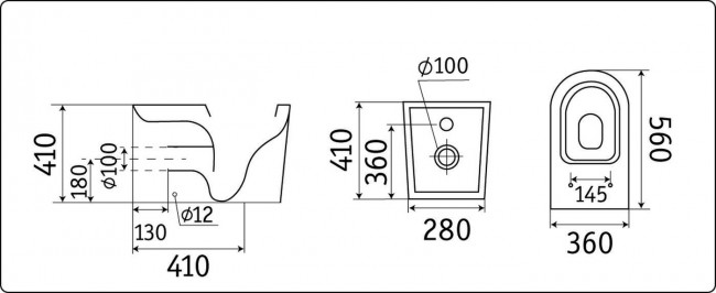 Унитаз приставной CeramaLux 3178-18 Унитаз приставной CeramaLux 3178-18