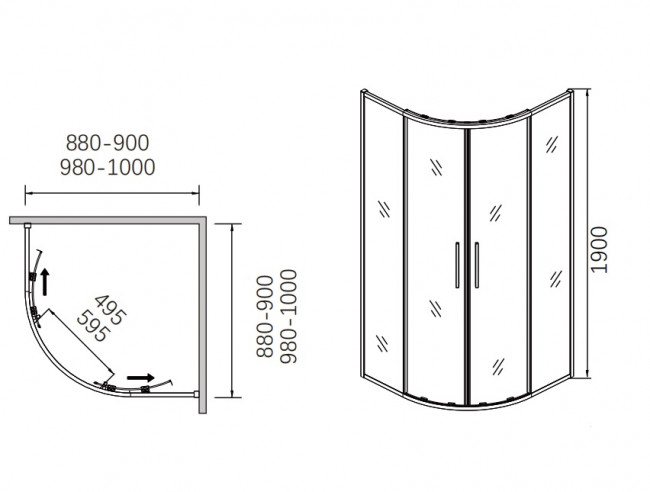 Душевое ограждение, раздвижная CL901B-100 Душевое ограждение, раздвижная CL901B-100