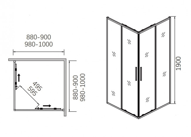 Душевое ограждение, раздвижная CL902B-90 Душевое ограждение, раздвижная CL902B-90