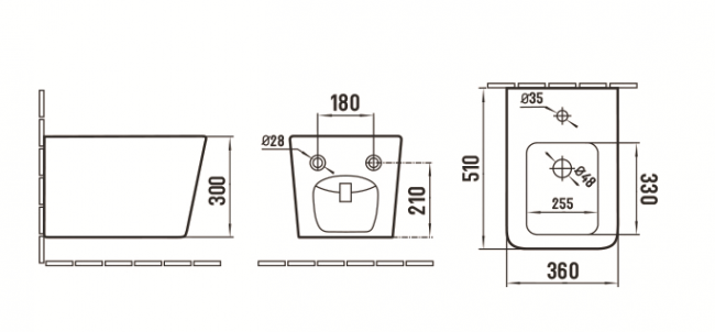 Биде подвесное CeramaLux NS5370 MB Биде подвесное CeramaLux NS5370 MB