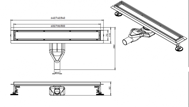 Трап CL6138GG/70 Ceramalux оружейная сталь , щелевой, нерж.сталь, 700 мм Трап CL6138GG/70 Ceramalux оружейная сталь , щелевой, нерж.сталь, 700 мм