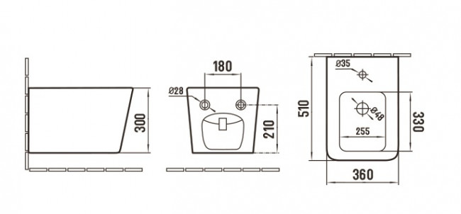 Биде подвесное Ceramalux 5370 MC Биде подвесное Ceramalux 5370 MC