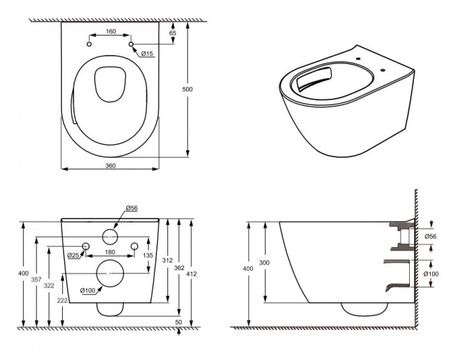 Унитаз Ceramalux TR0199 TORNADO 