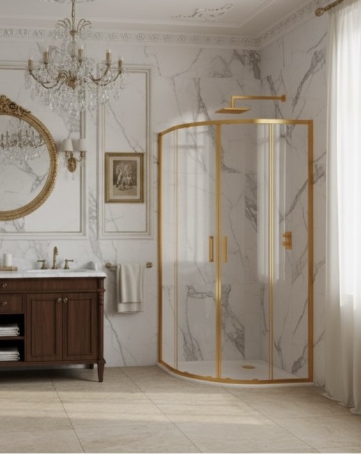 Душевое ограждение раздвижная CL901MG-90 матовое золото 