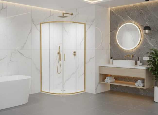 Душевое ограждение раздвижная CL901MG-90 матовое золото 