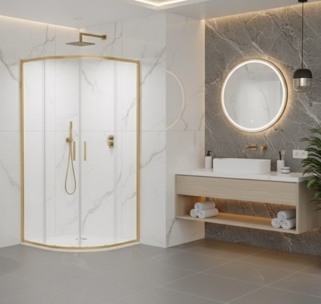 Душевое ограждение , раздвижная CL901MG-100 матовое золото 