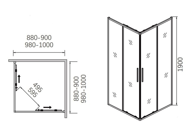 Душевое ограждение, раздвижная CL902QG-90 оружейная сталь