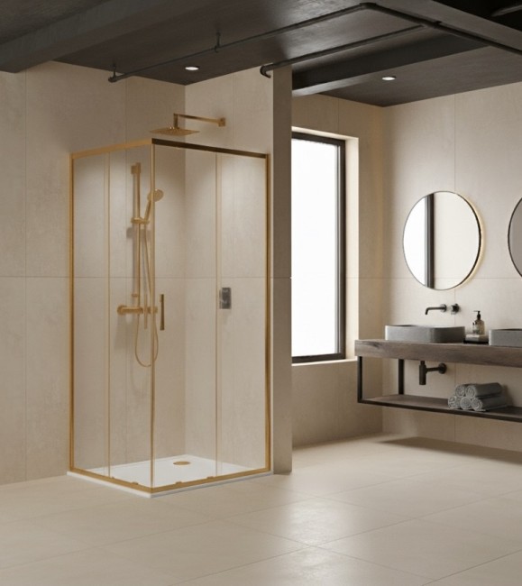 Душевое ограждение, раздвижная CL902МG-100 матовое золото Душевое ограждение, раздвижная CL902МG-100 матовое золото