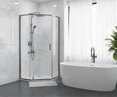 Душевое ограждение, распашная трапецевидная CL1006QG-90 оружейная сталь