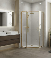 Душевое ограждение, распашная трапецевидная CL1006МG-90 матовое золото 