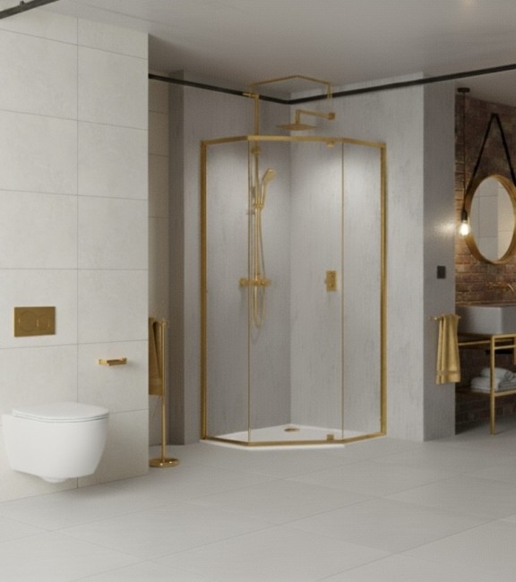 Душевое ограждение, распашная трапецевидная CL1006МG-90 матовое золото Душевое ограждение, распашная трапецевидная CL1006МG-90 матовое золото