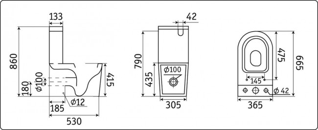 Унитаз напольный CeramaLux 2178 Унитаз напольный CeramaLux 2178